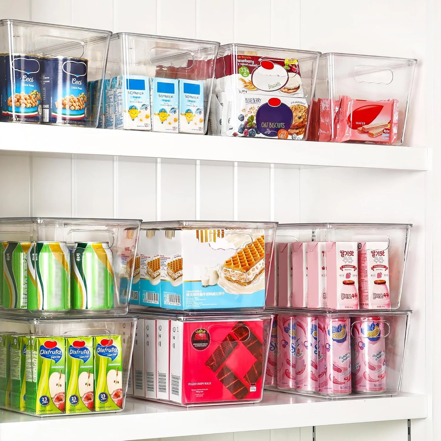 Clear Stackable Storage Bins with Lids Large Plastic Containers with Handle for Pantry Organizer and Storage,Suitable for Bathroom,Cabinet,Kitchen,Fridge,Closet Organization – Stackable Organization with a Practical Everyday Design