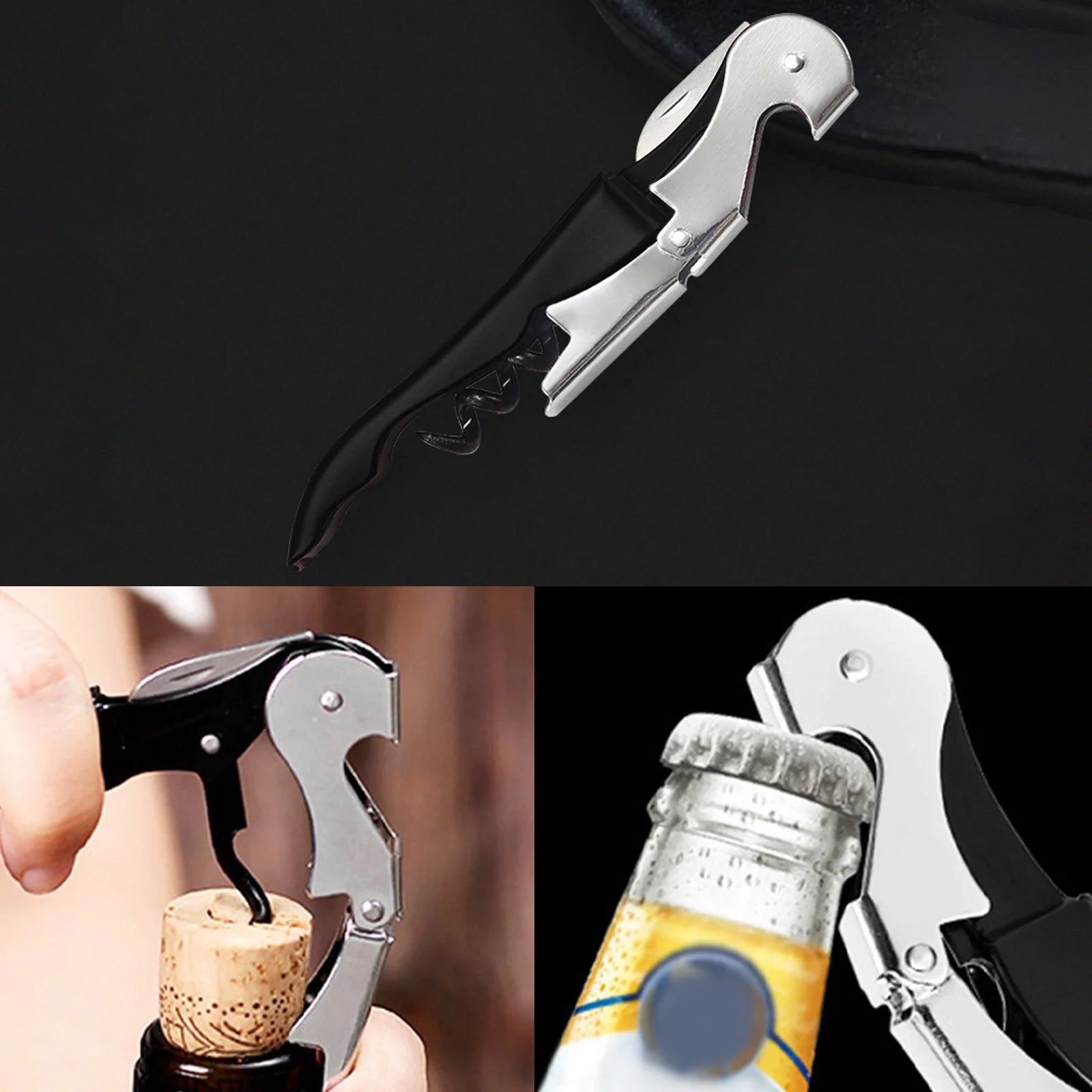 Hiroekza Opener Waiters Key For Servers Bartender With Foil Cutter Jar Opener Manual Bottle Opener Double Hinged Bottle Opener Kitchen Gadgets Clearance – Convenient Drink Preparation with a Practical Everyday Design