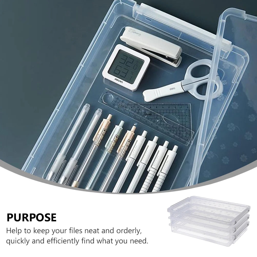 2pcs Multilayers Transparent Storage Box Clear Plastic Document Paper Filling Case – Clear-View Organization with a Practical Everyday Design