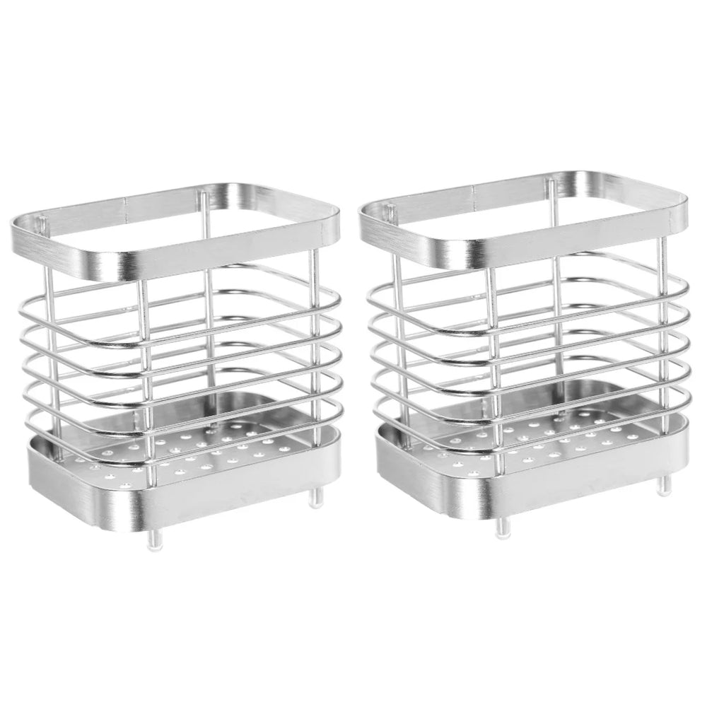 unbranded 2pcs Stainless Steel Cutlery Holder Kitchen Worktop Spoon Stand Space-saving Kitchen Utensil Holder – Durable Stainless Steel Construction with a Practical Everyday Design