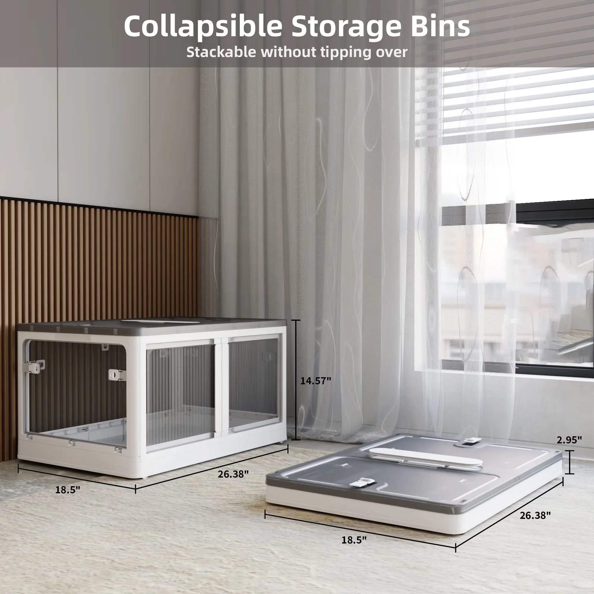 384QT 3-Pack Transparent Stackable Storage Bins with 5 Doors to Open with Wheels Folding Plastic Craft Containers Large Closet Organizers Box for Bedrooms Living Rooms Study Kids' Toys White – Stackable Organization with a Practical Everyday Design