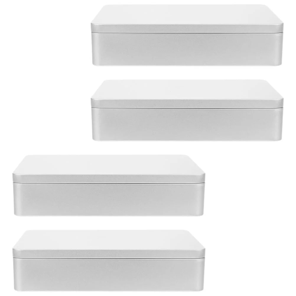 4 Pcs Collapsible Storage Bins Metal Tin Box Compact Lightweight Travel – Everyday Household Format with a Practical Everyday Design
