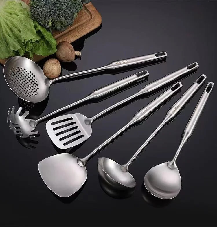 Well-crafted 7-Piece Gold Kitchen Utensil Set with Stand Stainless Steel Cooking Tools- Dishwasher Suitable Ladle Spoon Spatula Pasta Fork Luxury Brass Kitchen Accessories for Home – Durable Stainless Steel Construction with a Practical Everyday Design