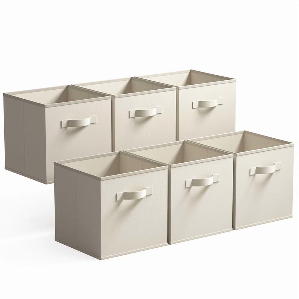 13 Inch Fabric Storage Cubes - Sturdy Collapsible Storage Bins & Handle，Storage Organizer for Organizing Beige Storage Baskets 6-Pack – Everyday Household Format with a Practical Everyday Design