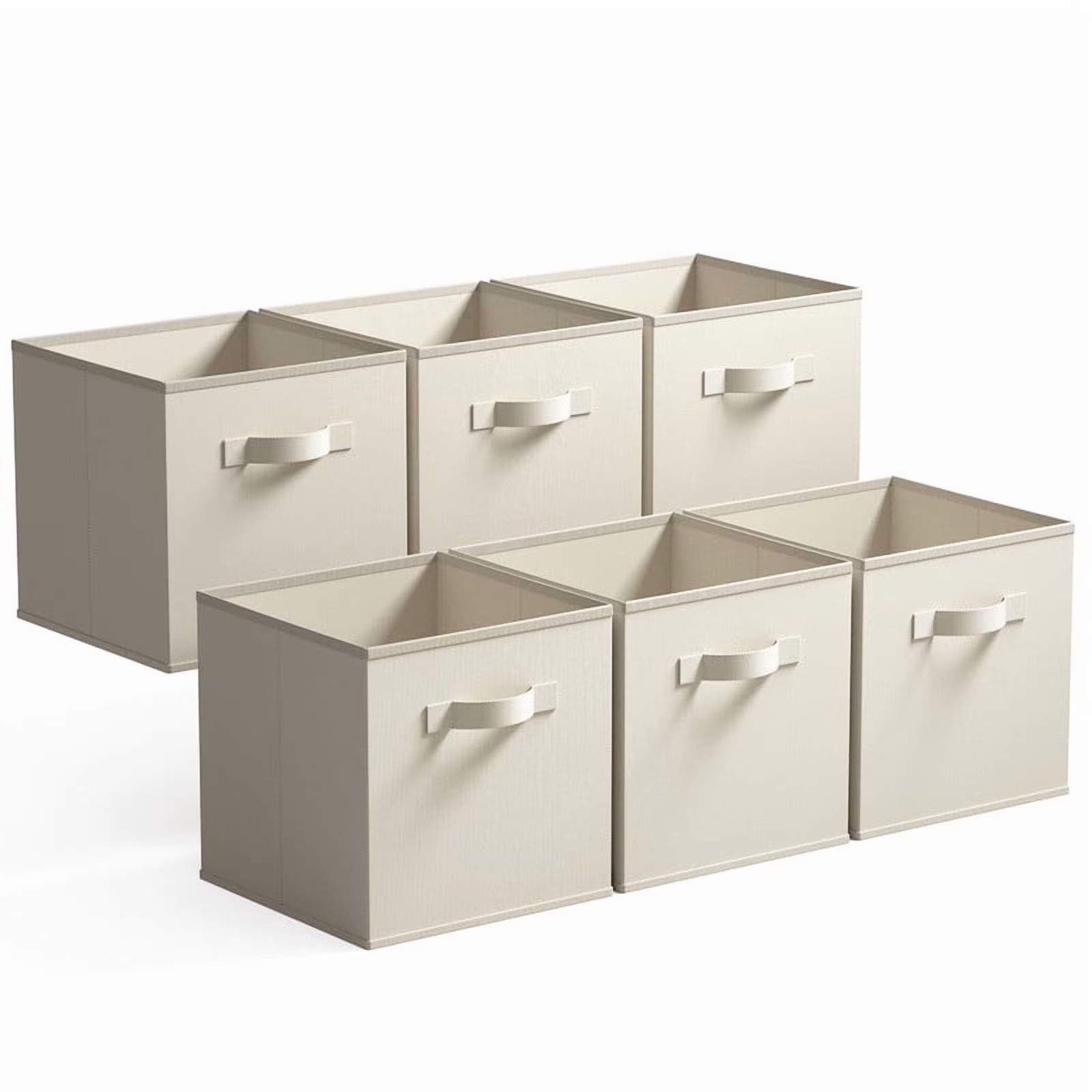 13 Inch Fabric Storage Cubes - Sturdy Collapsible Storage Bins & Handle，Storage Organizer for Organizing Beige Storage Baskets 6-Pack – Everyday Household Format with a Practical Everyday Design