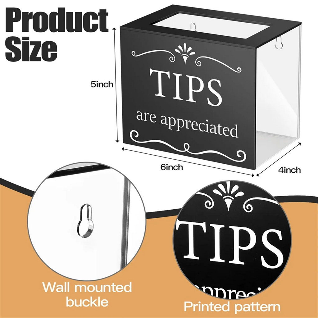 Tip Jars for Money Acrylic Cash Box Donation Bucket 6x4x5 Inch Storage Container Suggestion Raffle – Practical Home Organization with a Practical Everyday Design