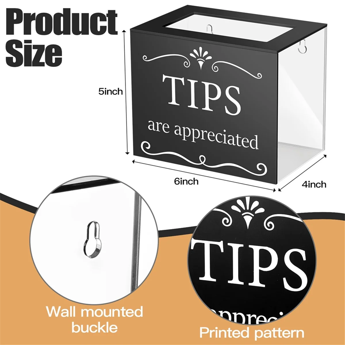 Tip Jars for Money Acrylic Cash Box Donation Bucket 6x4x5 Inch Storage Container Suggestion Raffle – Practical Home Organization with a Practical Everyday Design