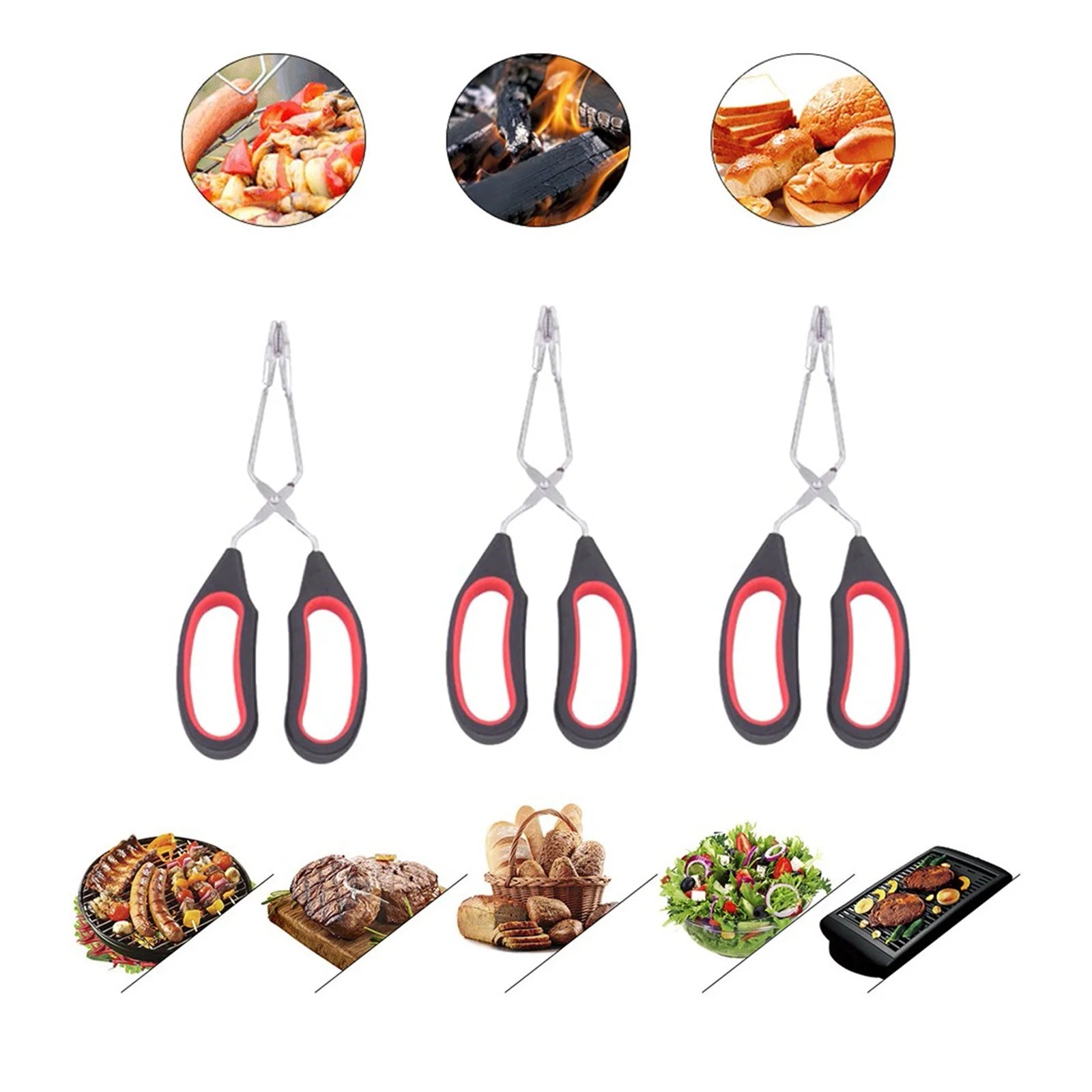 Scissor Tongs with Silicone Tips 23.5x7.5cm Stainless Steel Nonstick Kitchen Cooking Tool – Durable Stainless Steel Construction with a Practical Everyday Design