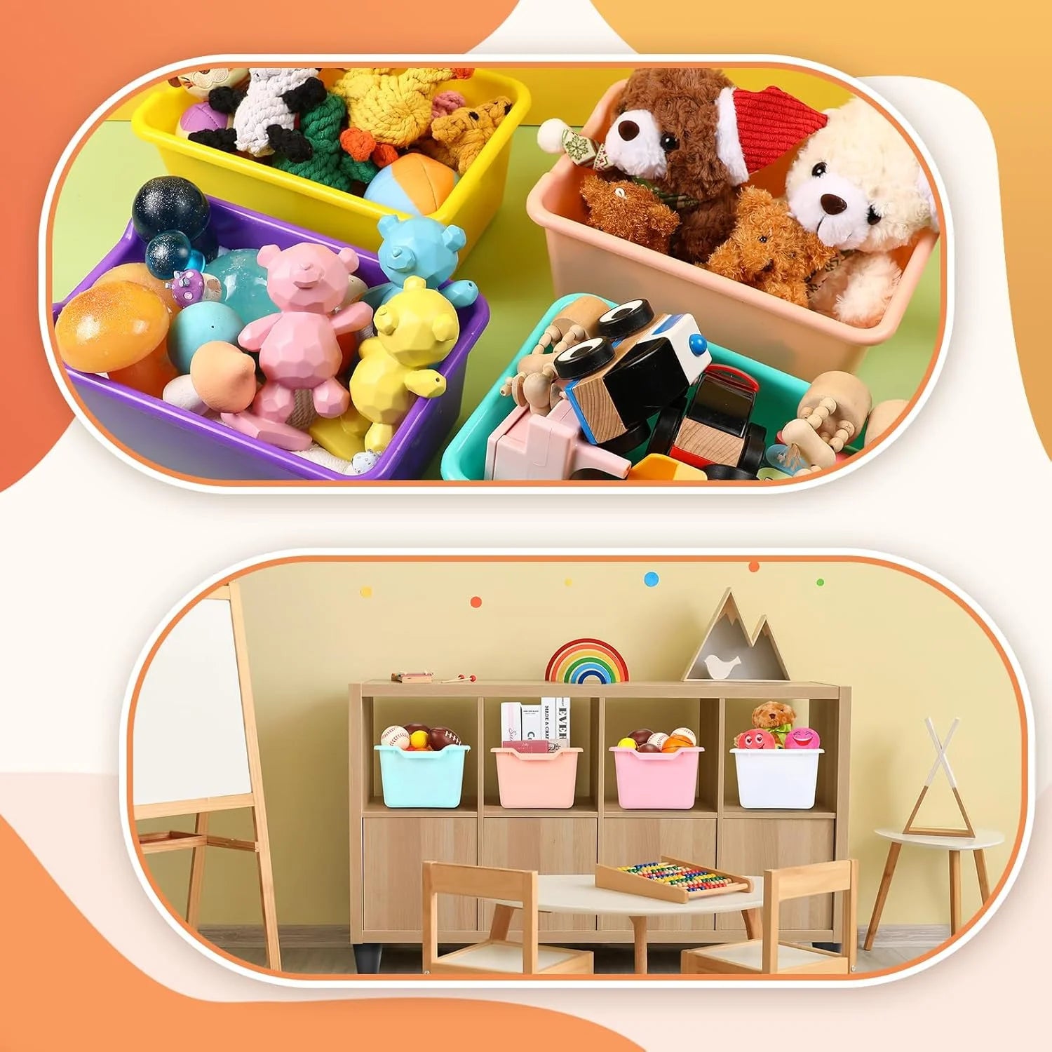 24 Pcs Plastic Cubby Bins Classroom Cubby Organization Book Bins for Classroom Bulk Toy Storage Baskets Stackable Assorted Colors Storage Containers for Home Office School Nursery Playroom – Stackable Organization with a Practical Everyday Design
