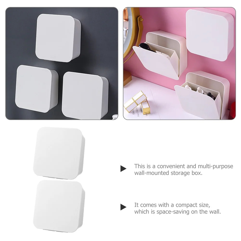 2 Pcs Wall-mounted Boxes Small Apartment Storage Box 14x5.5x14cm White – Space-Saving Hanging Design with a Practical Everyday Design