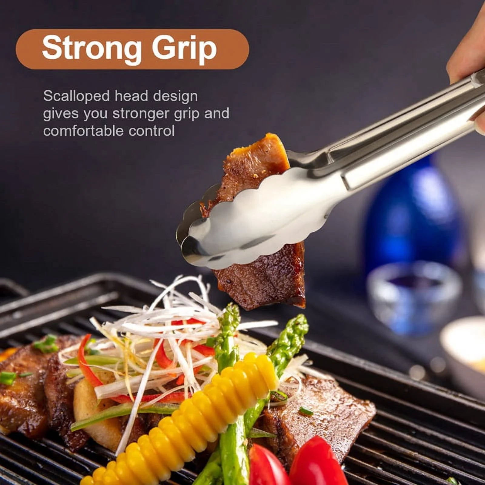 Unbranded 6 Pack Serving Tongs 7 Inch Stainless Steel Food Tongs for Salad Buffet Catering – Durable Stainless Steel Construction with a Practical Everyday Design