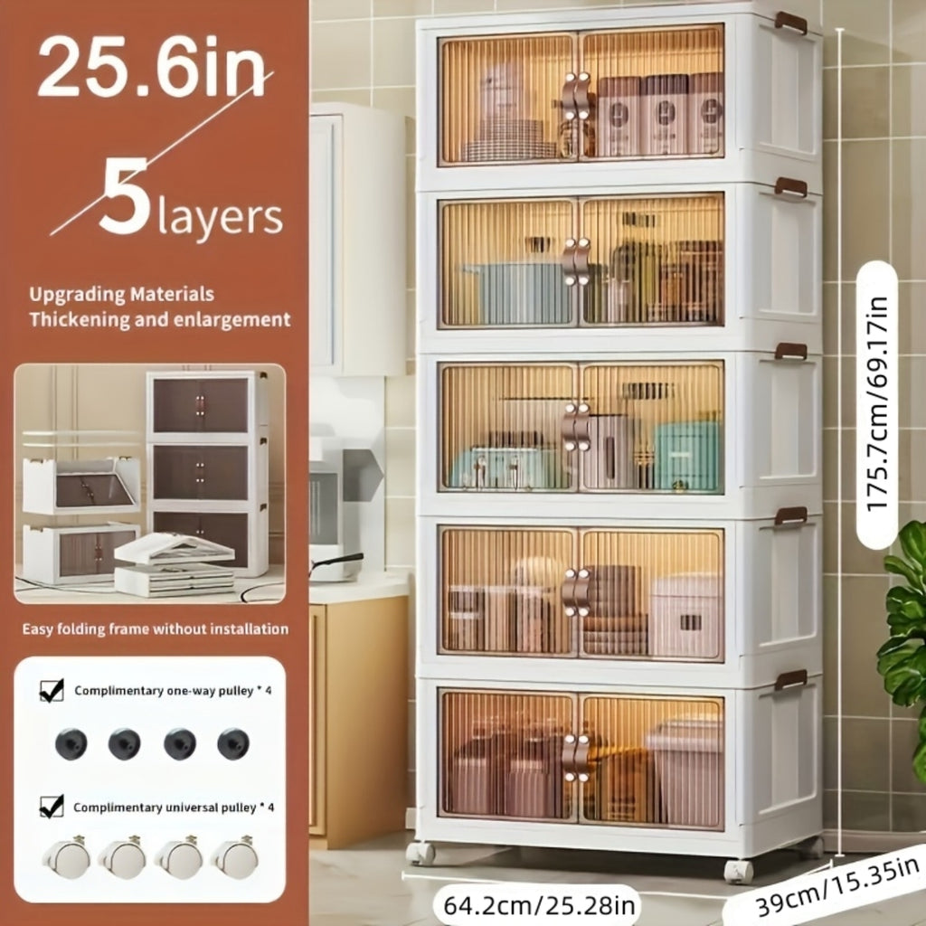 5-layer folding storage box magnetic cabinet door plastic drawer storage rack suitable for bedrooms study rooms toy rooms offices easy and convenient to move multi-layer storage box – Practical Home Organization with a Practical Everyday Design