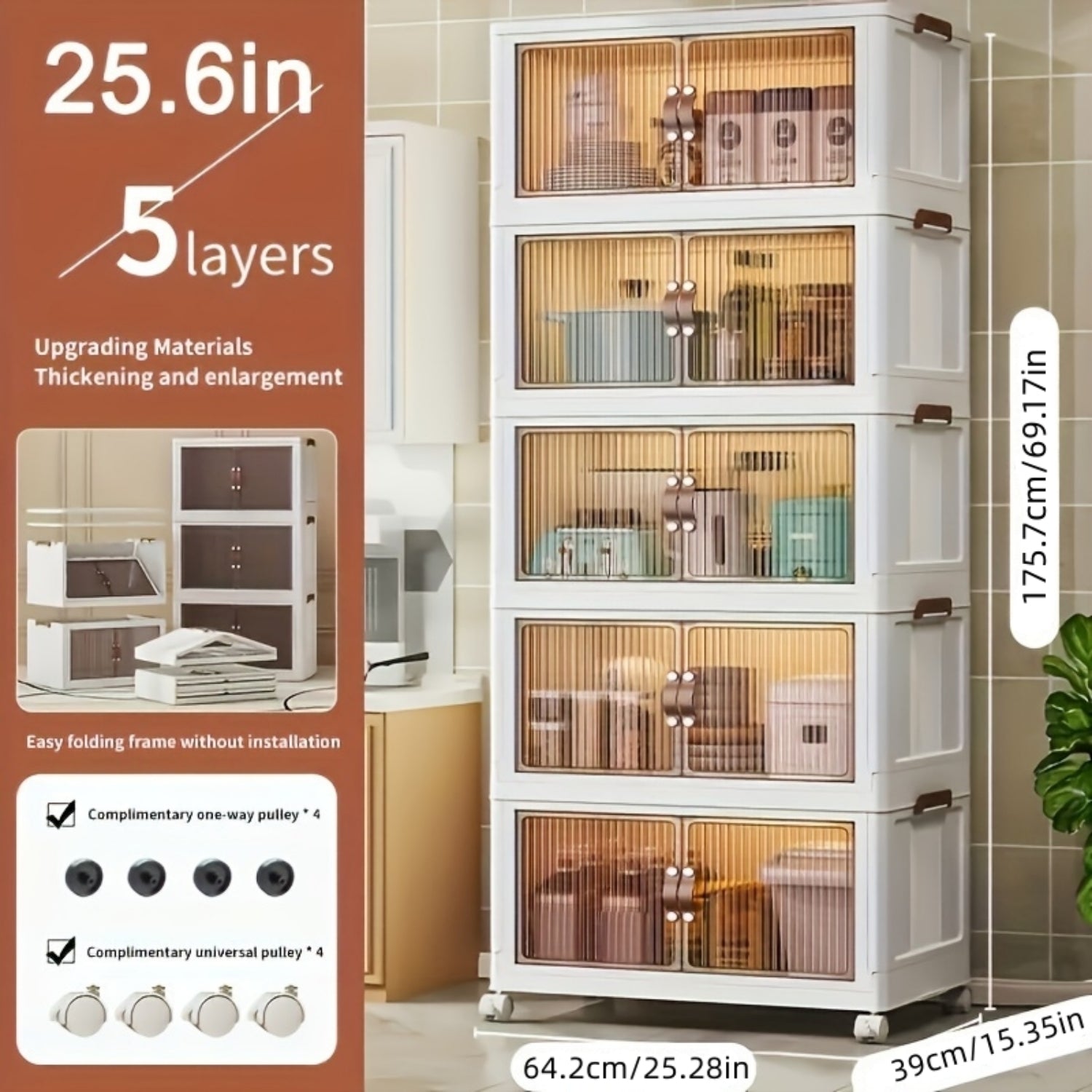 5-layer folding storage box magnetic cabinet door plastic drawer storage rack suitable for bedrooms study rooms toy rooms offices easy and convenient to move multi-layer storage box – Practical Home Organization with a Practical Everyday Design