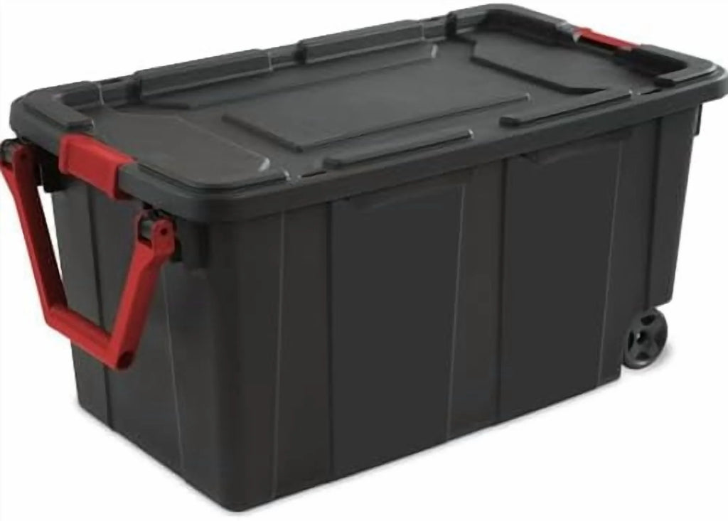 Black 40 Gallon Wheeled Plastic Storage Container with Handle 2 Pack$$Office – Convenient Carry Handles with a Practical Everyday Design