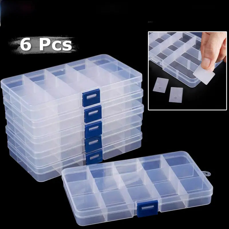 [Clear Jewelry Box] 6pcs Clear Jewelry Box | Plastic Bead Storage Craft Container Earrings Organizer – Clear-View Organization with a Practical Everyday Design