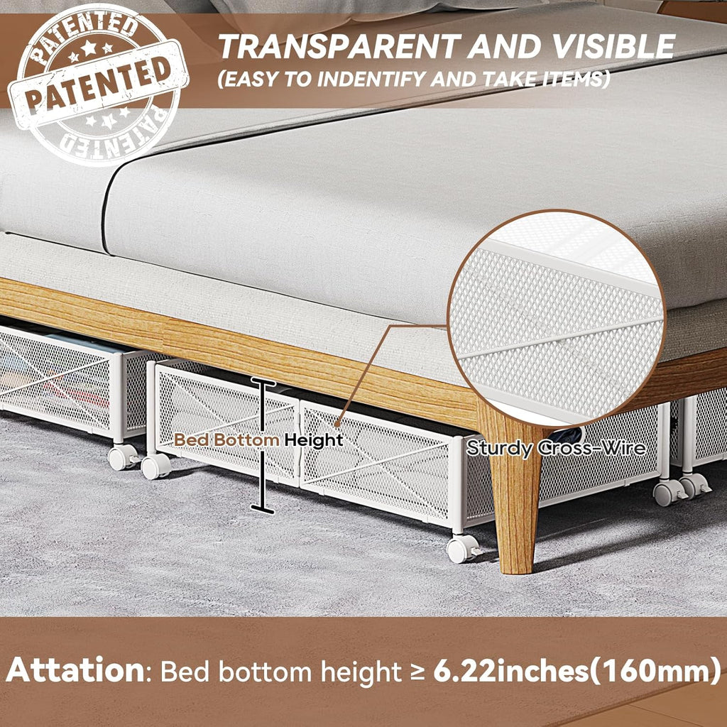 Under Bed Storage Containers with Wheels Under Bed Shoe Storage Organizer Drawer Tool-free Assembly Metal Storage Containers for Bedroom Clothes Shoes Blankets -2PCK – Everyday Household Format with a Practical Everyday Design