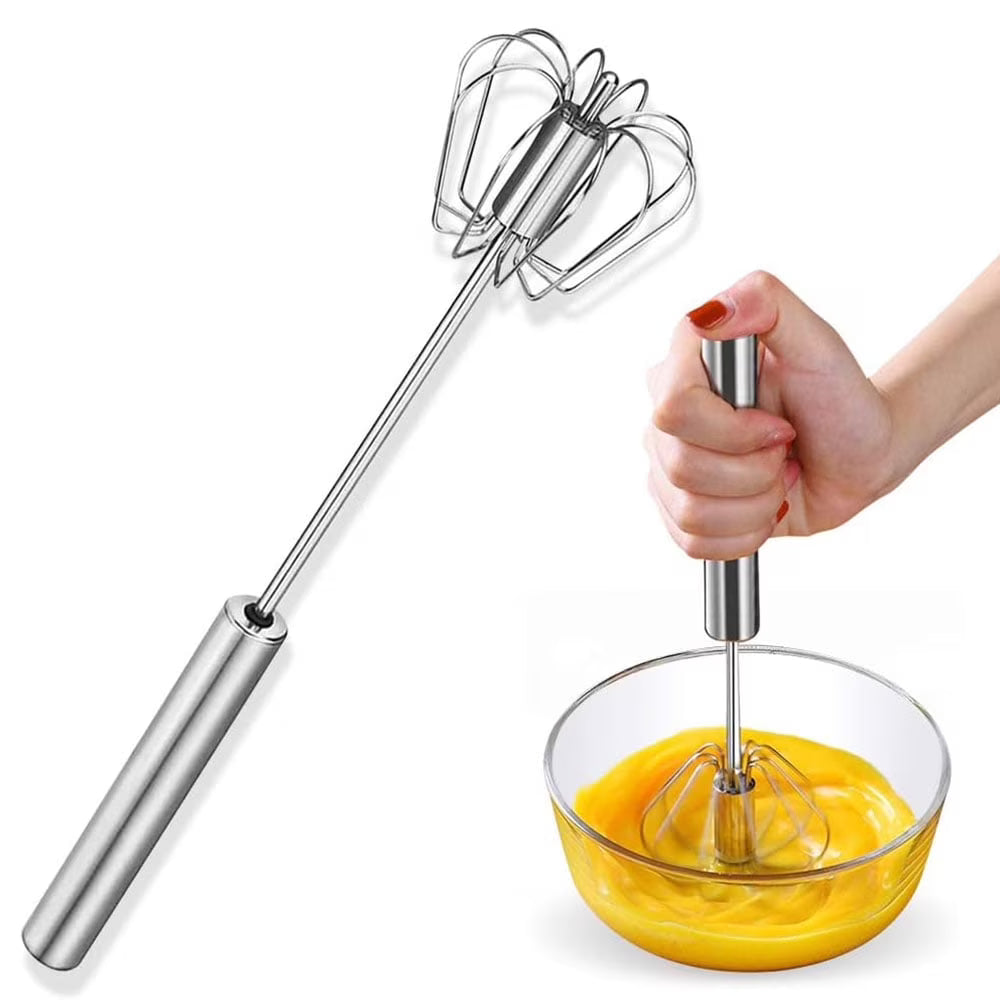 Egg Whisk,2 Pack Stainless Steel Home Kitchen Tool Hand Easy Whisk Egg Beater Manual Mixer Blender for Whisking Beating & Stirring. – Durable Stainless Steel Construction with a Practical Everyday Design