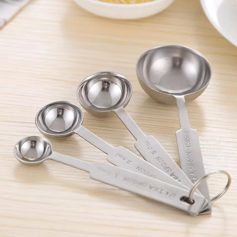 Stainless Steel Measuring Spoons and Measuring Cups Kitchen Tools for Drying and Liquid Ingredients Cooking and Baking Categories Measuring Spoons Measuring Cups Scale Bowls – Durable Stainless Steel Construction with a Practical Everyday Design