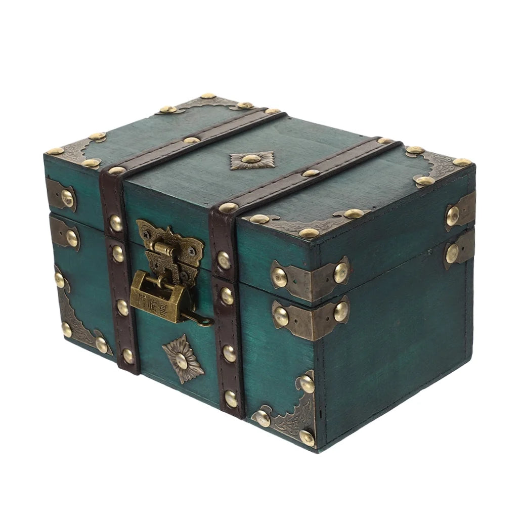 Wooden Storage Box Keepsake Stash Photo Treasure Chest Crate Dark Green – Natural-Look Construction with a Practical Everyday Design