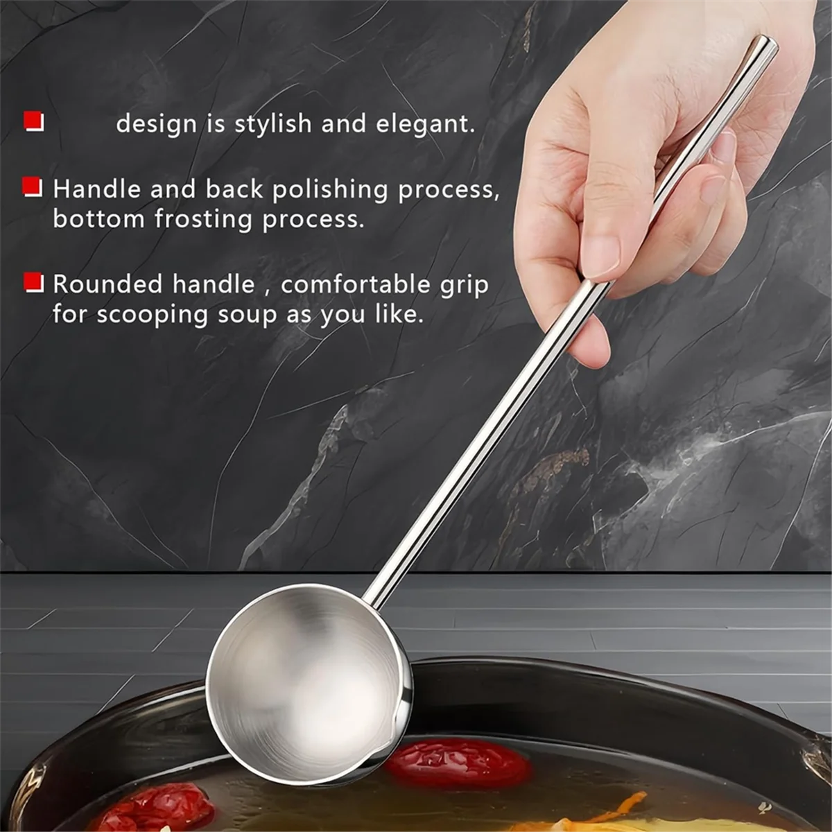 Small Soup Ladle Stainless Steel Metal Deep Spoon with Pour Spout 2 Oz Long Handle Gravy Ladles Heat- 10.5 Inch – Convenient Carry Handles with a Practical Everyday Design