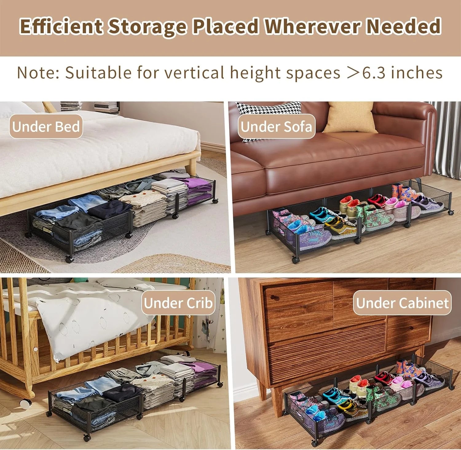 47.2'' Long Under Bed Storage on Wheels 57.6L Large Capacity Rolling Under the Bed Storage Containers Tool-Free Assembly Foldable Underbed Shoes Clothes Toy Drawers – Everyday Household Format with a Practical Everyday Design