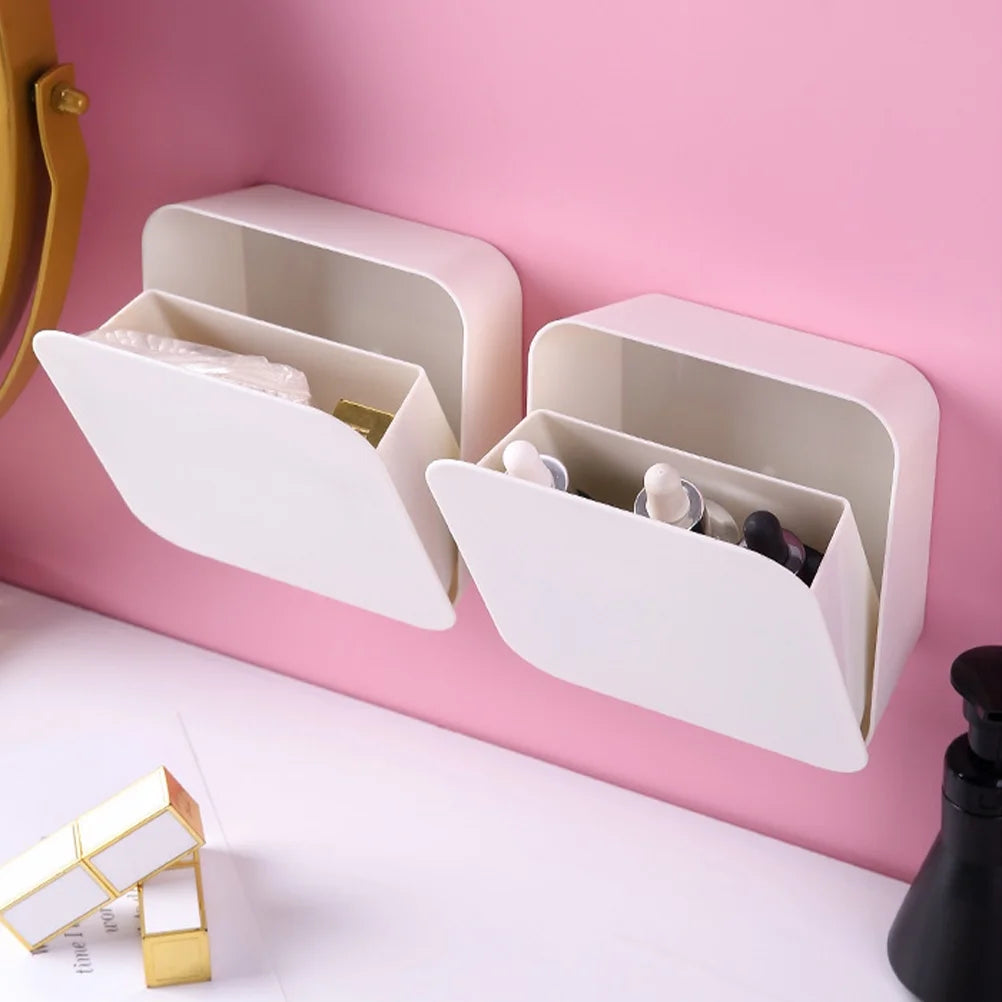 2 Pcs Wall-mounted Boxes Small Apartment Storage Box 14x5.5x14cm White – Space-Saving Hanging Design with a Practical Everyday Design