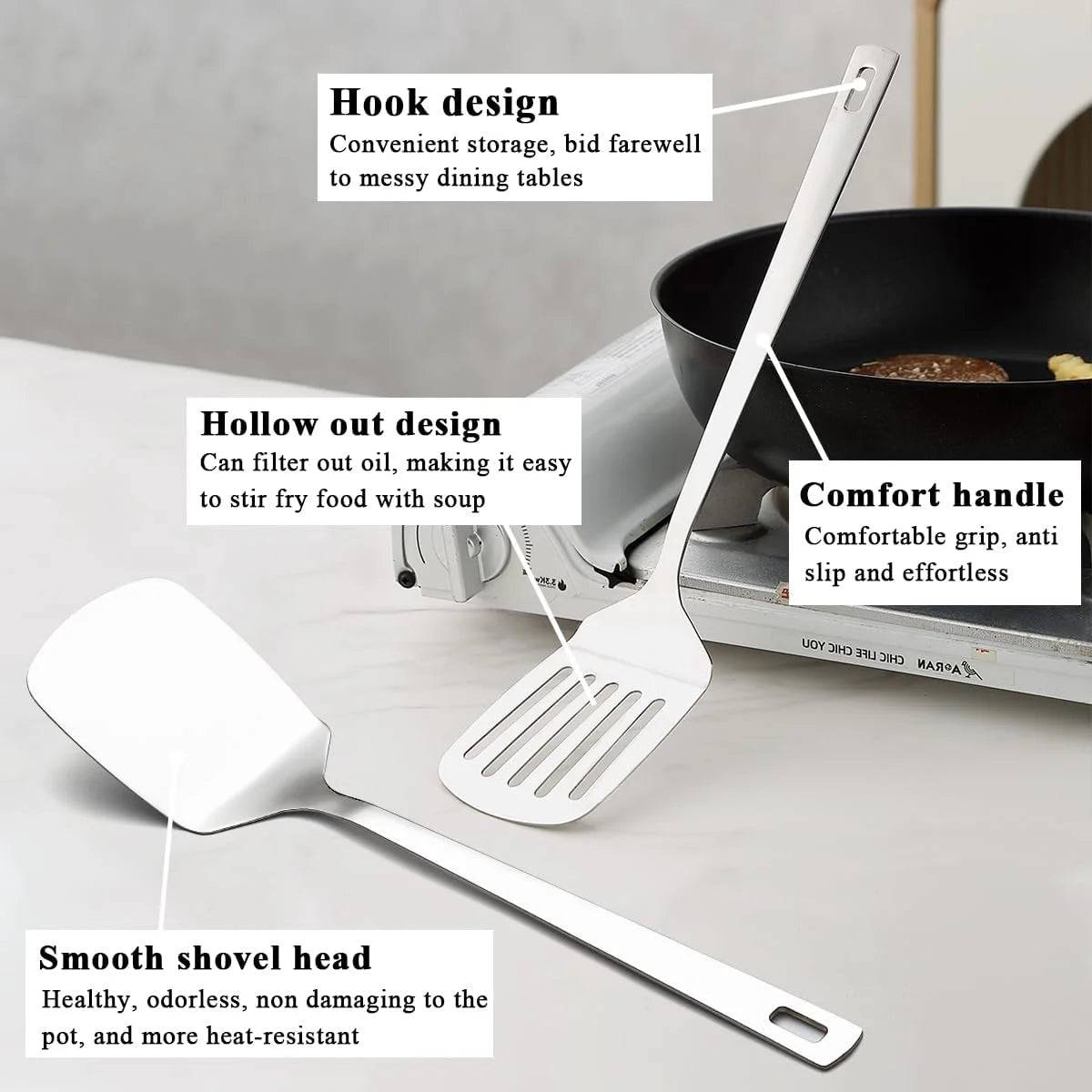 Kitchen Utensils Set 6pcs Stainless Steel Cooking Utensils Set Heavy Duty Kitchen Tools Spatulas Set Home Essentials Kitchen Gadgets Accessories – Durable Stainless Steel Construction with a Practical Everyday Design