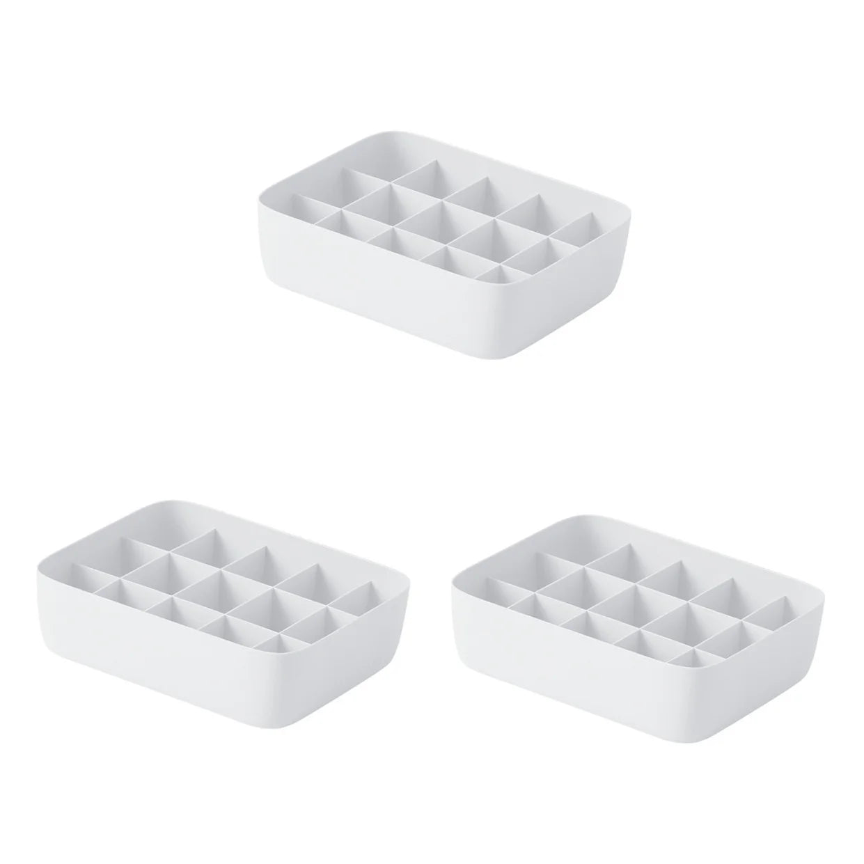 3pcs Underwear Storage Box Plastic Storage Basket Stackable Storage Container with 15-Compartment Divider for Bra Panties Socks(White) – Multiroom Organization Format with a Practical Everyday Design