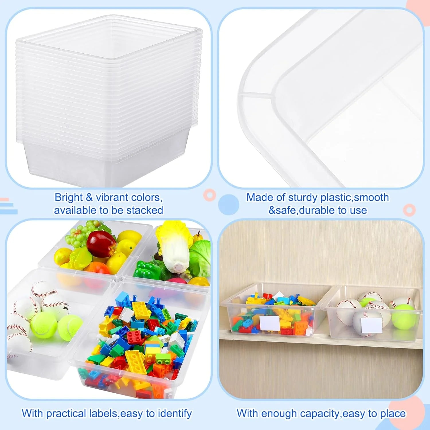 24 Pcs Plastic Cubby Storage Bins Classroom Cubby Organization with Self Adhesive Labels Bin Small Stackable Storage Containers Toy Book Box for School(14 x 10 x 3 Inch,Clear) – Multiroom Organization Format with a Practical Everyday Design