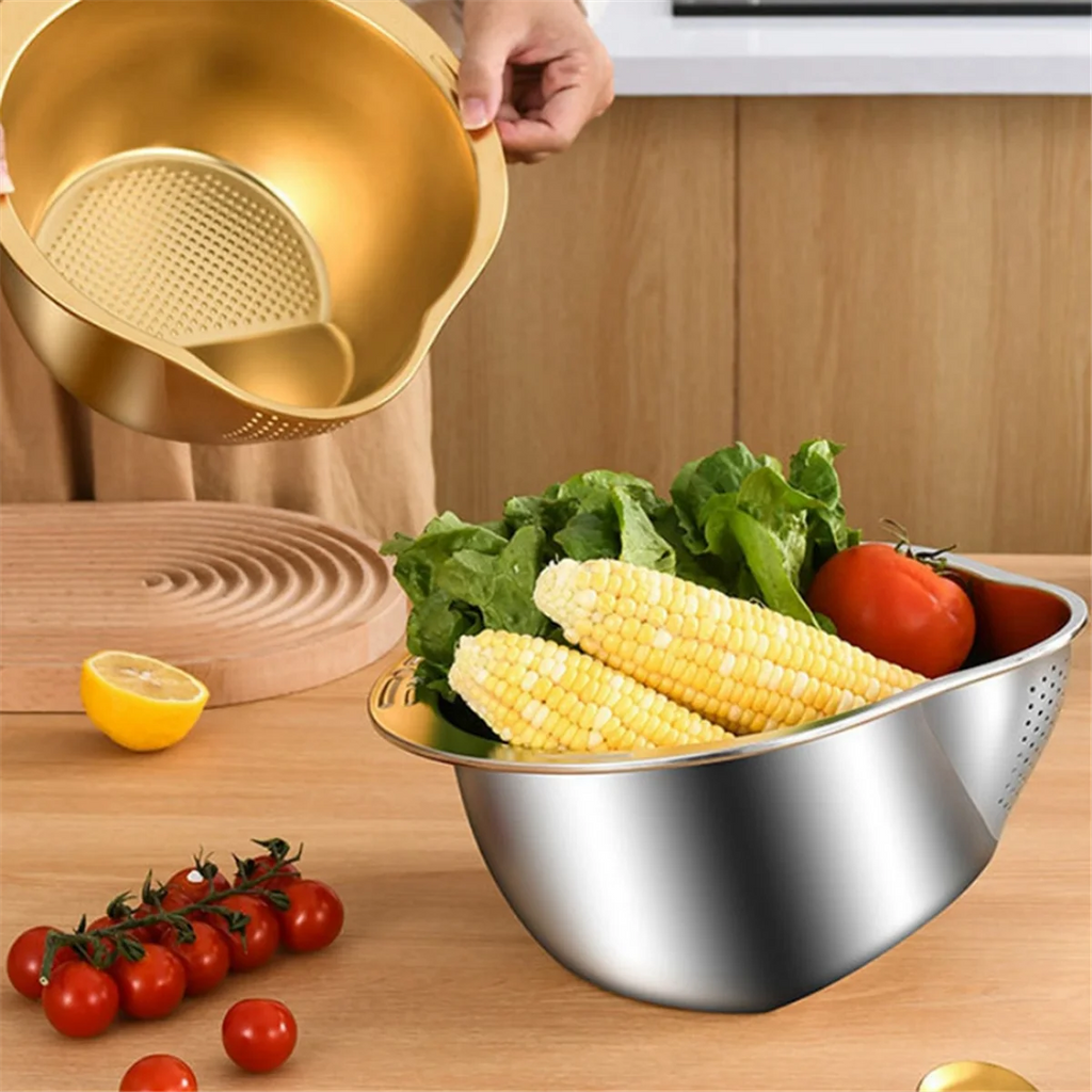 Rice Washer Strainer Bowl Stainless Steel Washing Colander Fruit and Vegetable Kitchen Tool A – Durable Stainless Steel Construction with a Practical Everyday Design