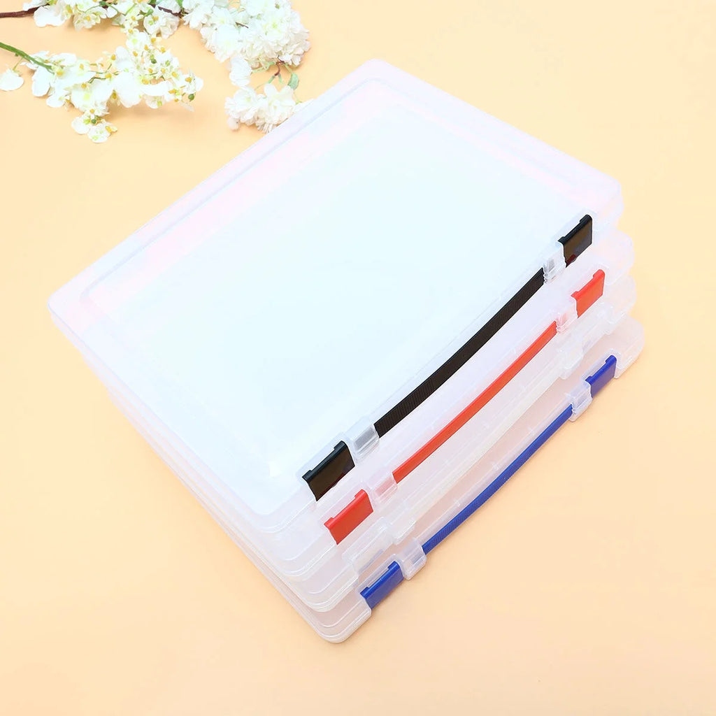 Transparent Storage Box Clear Plastic Document Paper Filling File Case Portable Ducoment Storage Holder with Blue Buckle – Everyday Household Format with a Practical Everyday Design