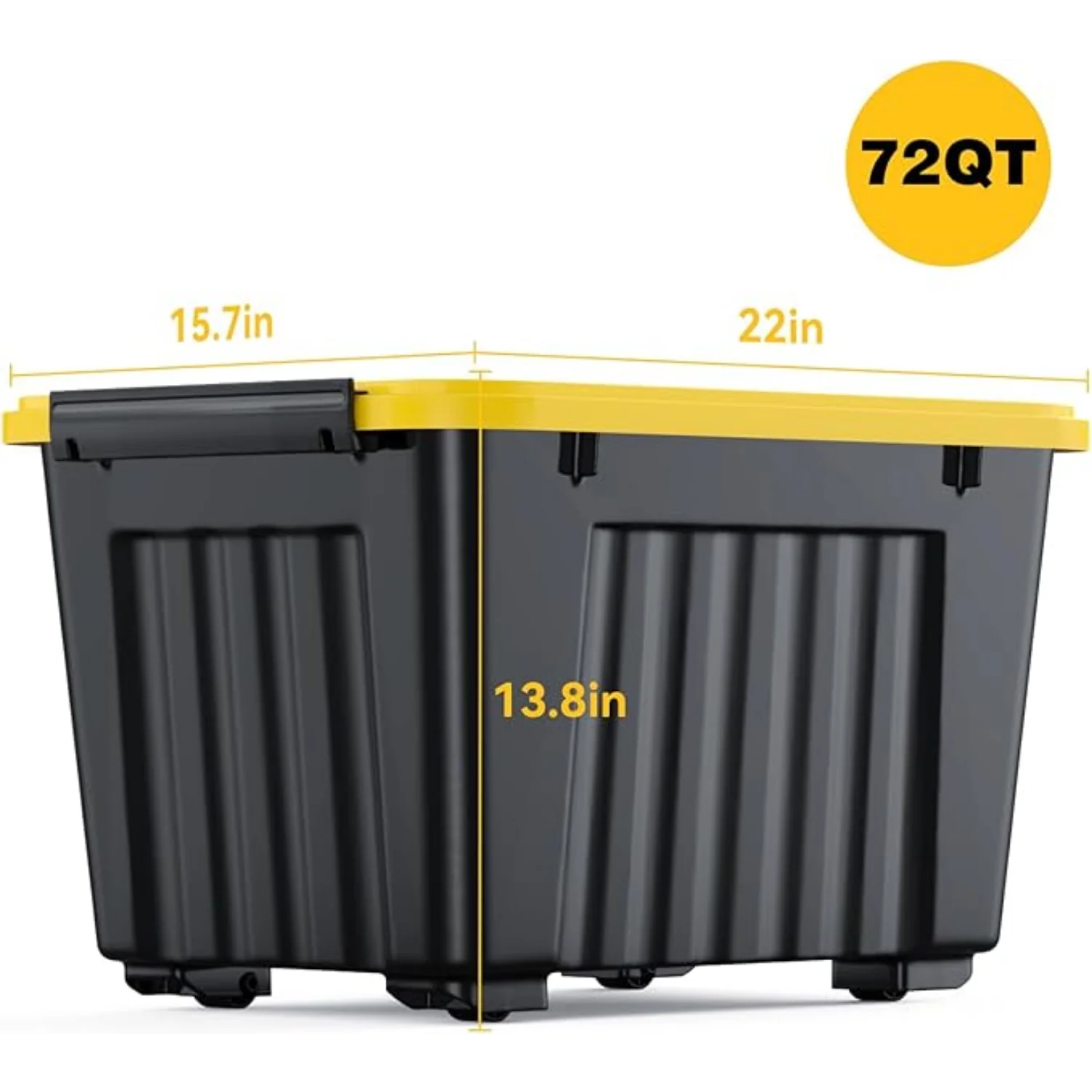 72Quart Plastic Storage Bin Stackable and Nestable Storage Boxes with White Lids and Secure Latching Buckles Large Storage Container (Black/Yellow 72Quart-6Pack) – Stackable Organization with a Practical Everyday Design