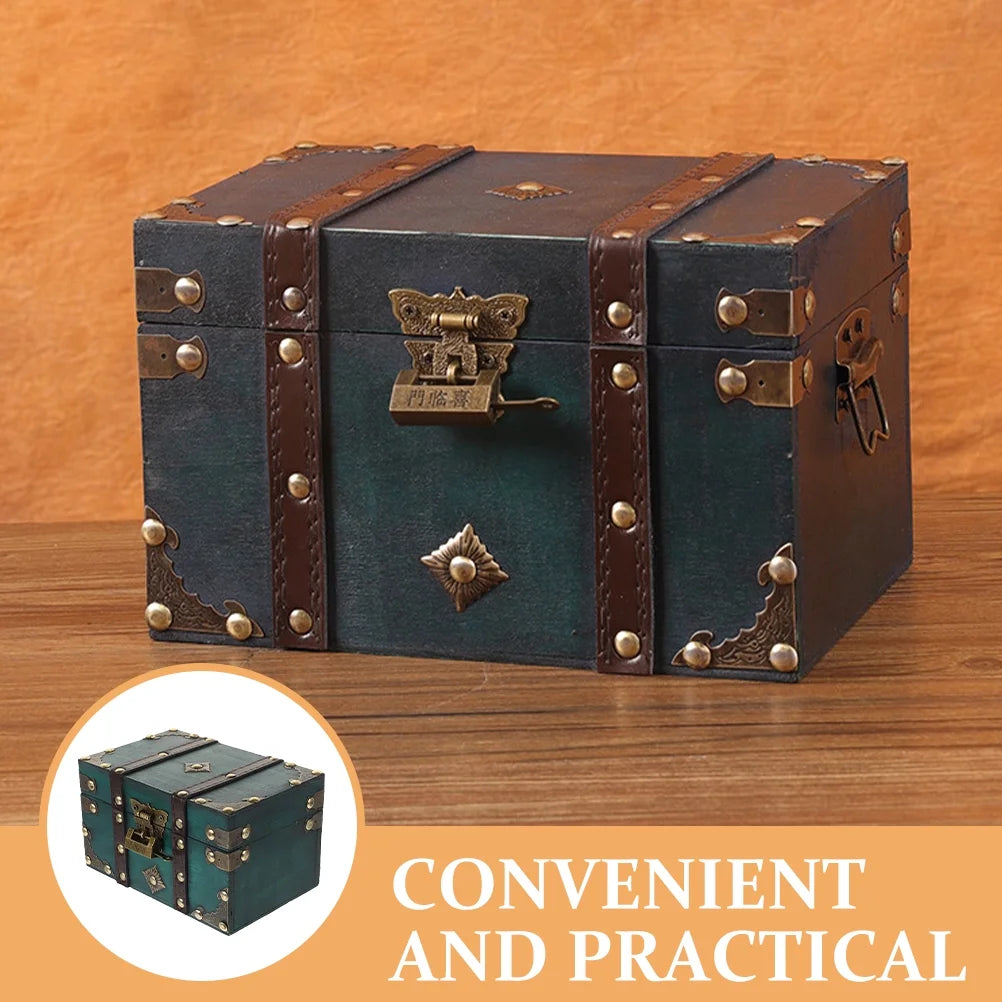Wooden Storage Box Keepsake Stash Photo Treasure Chest Crate Dark Green – Natural-Look Construction with a Practical Everyday Design