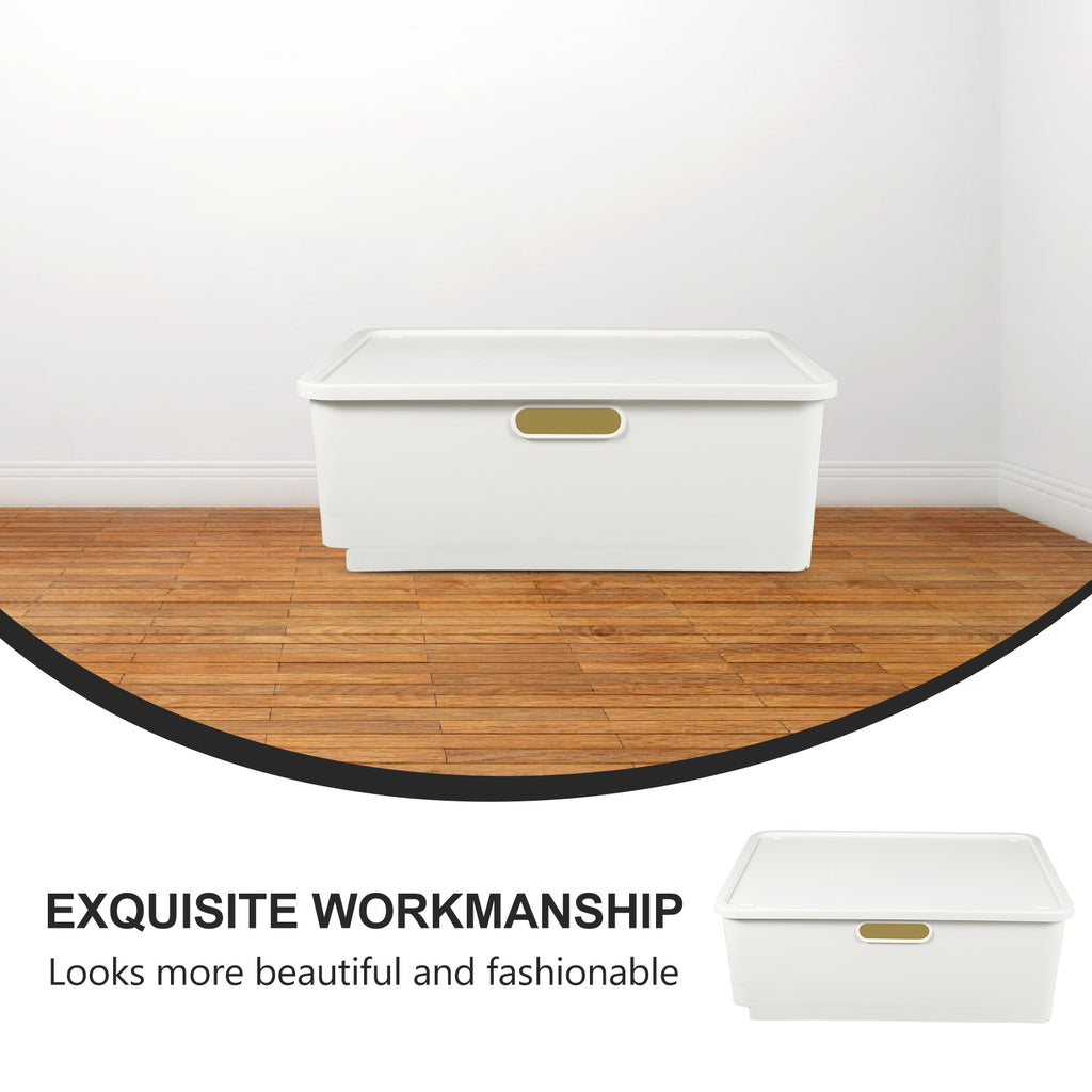 Japanese Storage Box Kitchen Shelves Basket Containers with Lids White – Everyday Household Format with a Practical Everyday Design