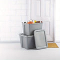 2-Pack 18 Gallon Heavy-Duty Plastic Storage Bins with Snap-On Lids - Durable Stackable Gray Organizers for Home Garage Pantry & Office - Space-Saving Rectangular Design with Reinforced Handles – Stackable Organization with a Practical Everyday Design