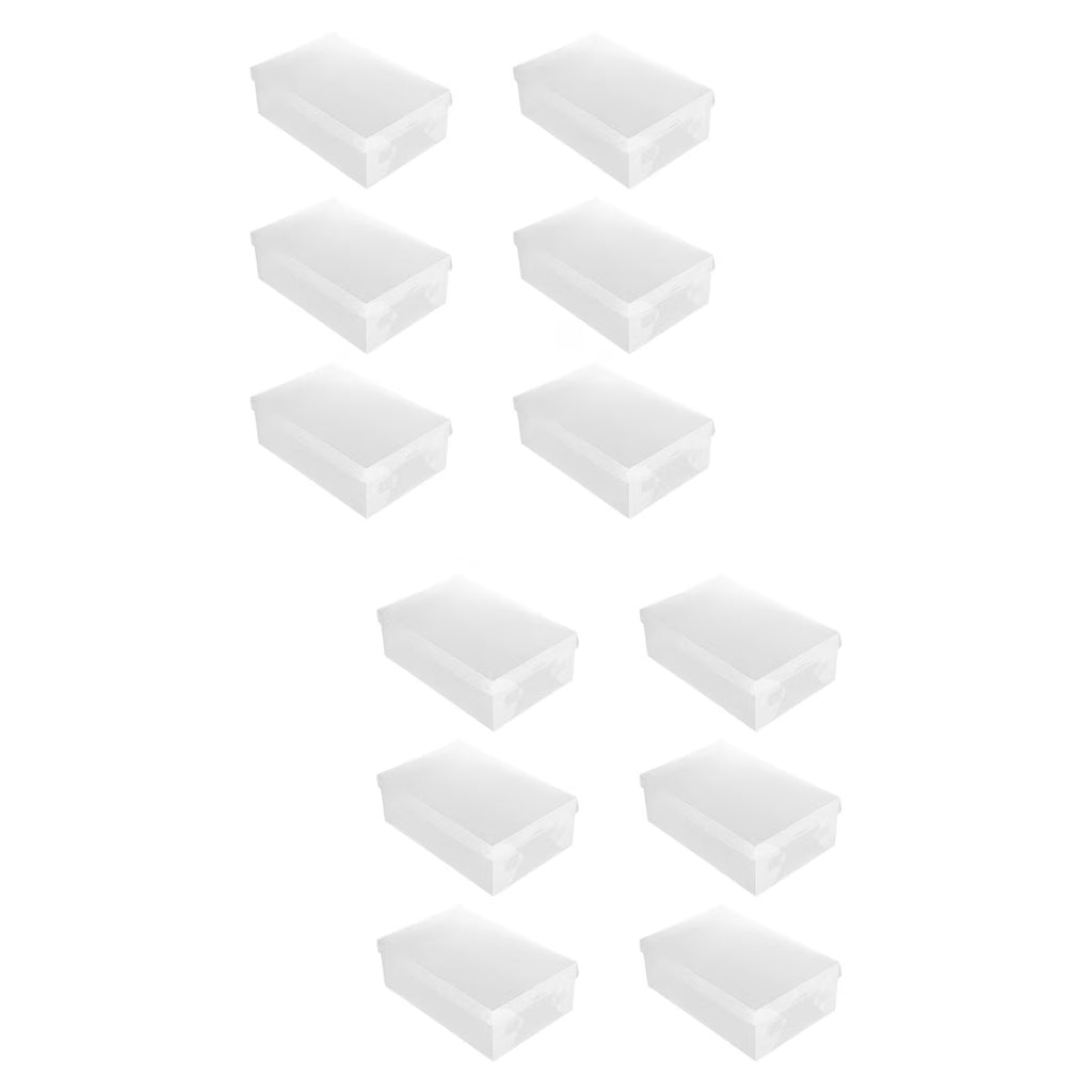 12 PCS Shoes Boxes Transparent Shoes Cases Plastic Storage Box Shoes Container for Home Shop 28x18x10cm – Clear-View Organization with a Practical Everyday Design