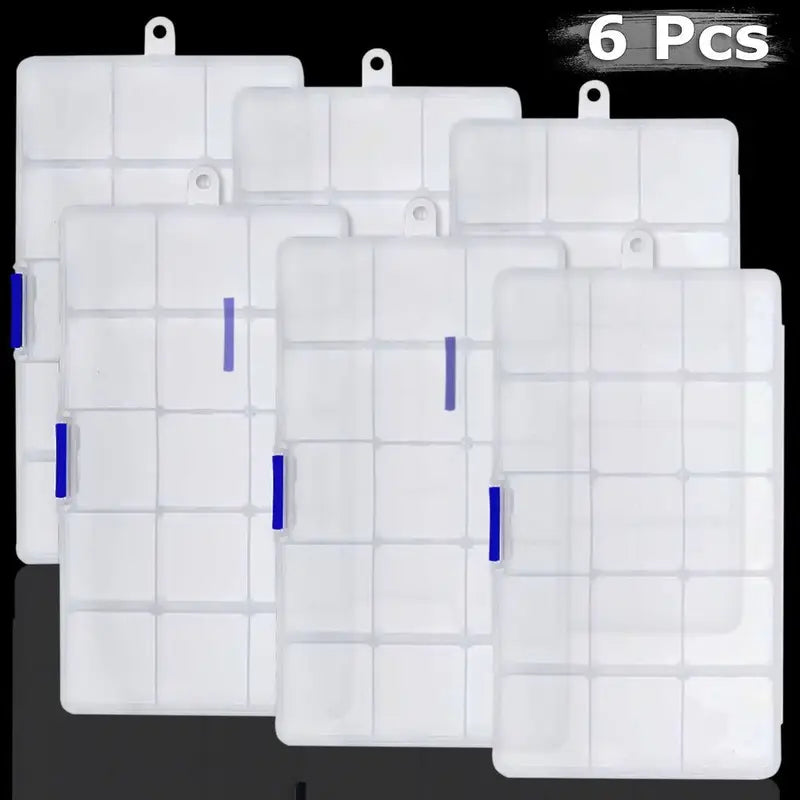 [Clear Jewelry Box] 6pcs Clear Jewelry Box | Plastic Bead Storage Craft Container Earrings Organizer – Clear-View Organization with a Practical Everyday Design