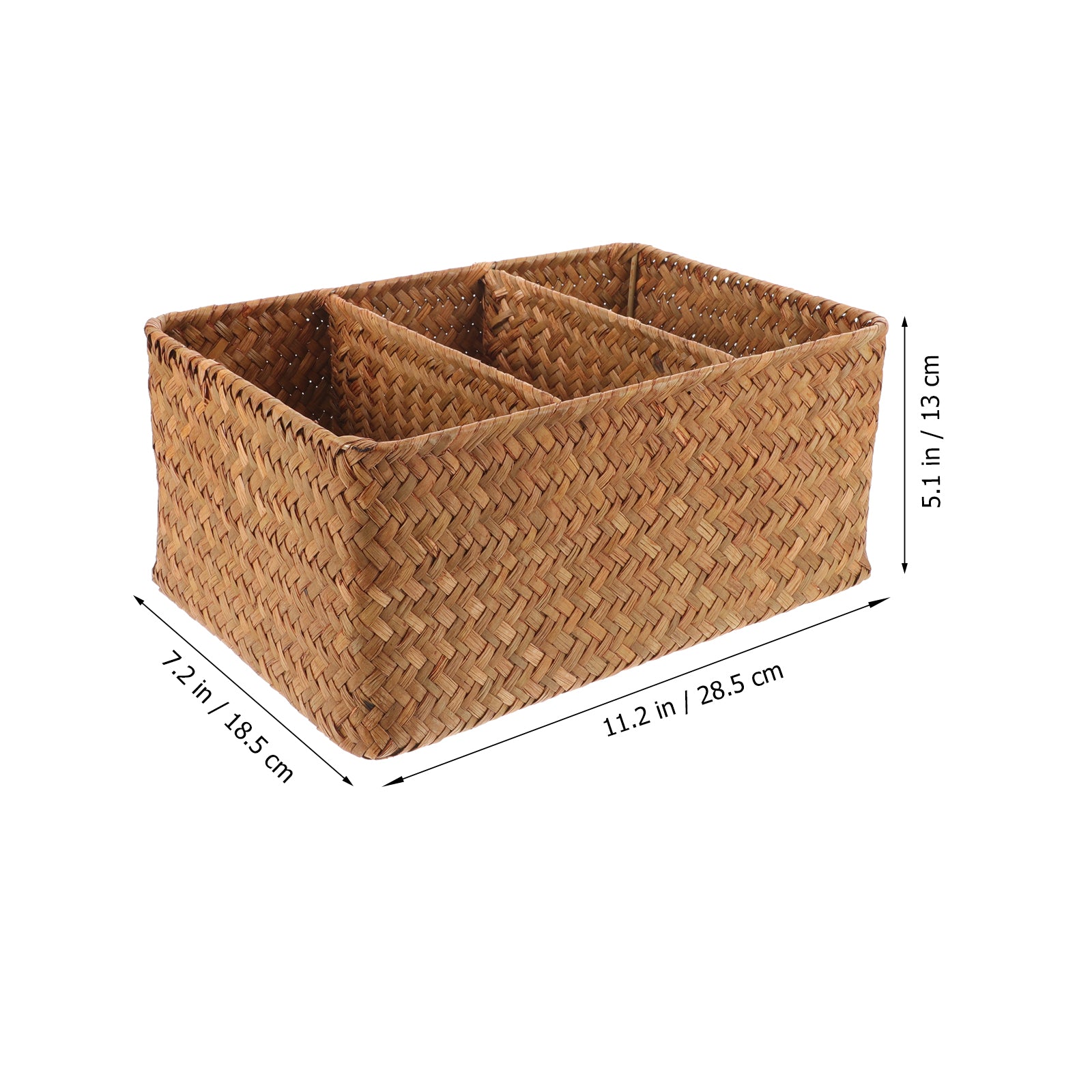 Straw Desktop Storage Box Pantry Basket Bins Hamper for Shelves with Lid Chocolate – Secure Lid Design with a Practical Everyday Design