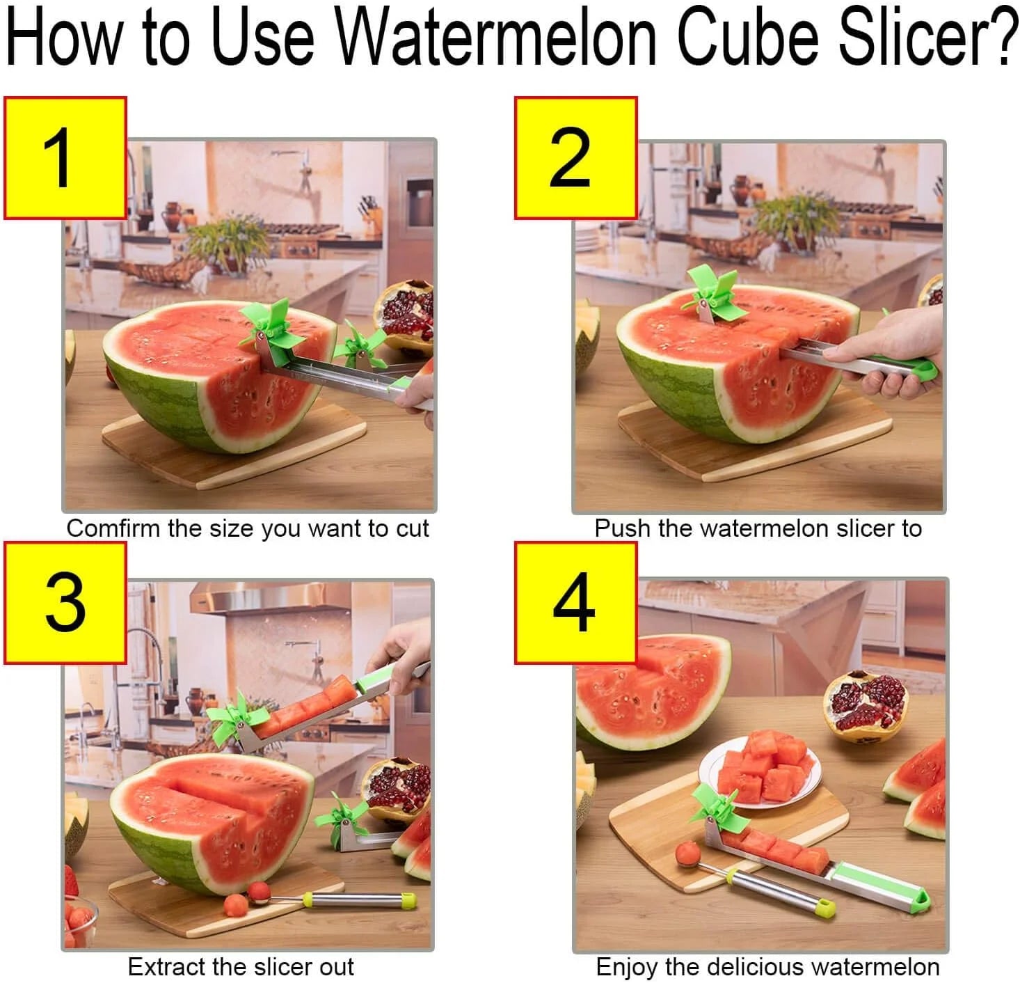 Watermelon Windmill Cutter Slicer Stainless Steel Shape Fruit Tools Quickly Cut Tool Kitchen Gadgets with Melon Scoop – Durable Stainless Steel Construction with a Practical Everyday Design