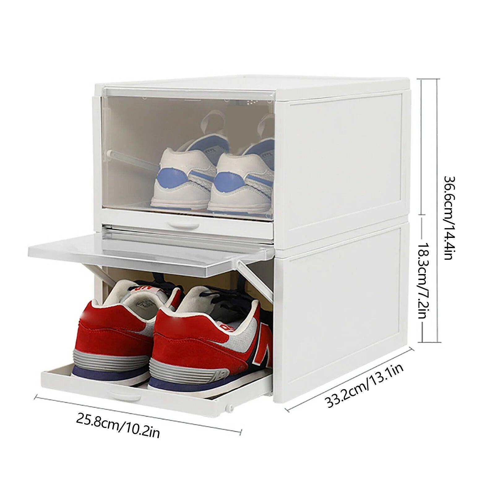 3pcs Foldable Shoe Box Push Drawer Type Storage Organizer Shoe Box Clear Cover Stackable Shoe Storage Box Gray Sneaker Case Stackable Container W/Drawer Push Pull Transparent Shoe Box – Foldable Space-Saving Design with a Practical Everyday Design