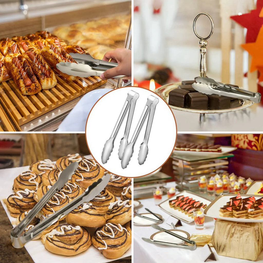 Unbranded 6 Pack Serving Tongs 7 Inch Stainless Steel Food Tongs for Salad Buffet Catering – Durable Stainless Steel Construction with a Practical Everyday Design