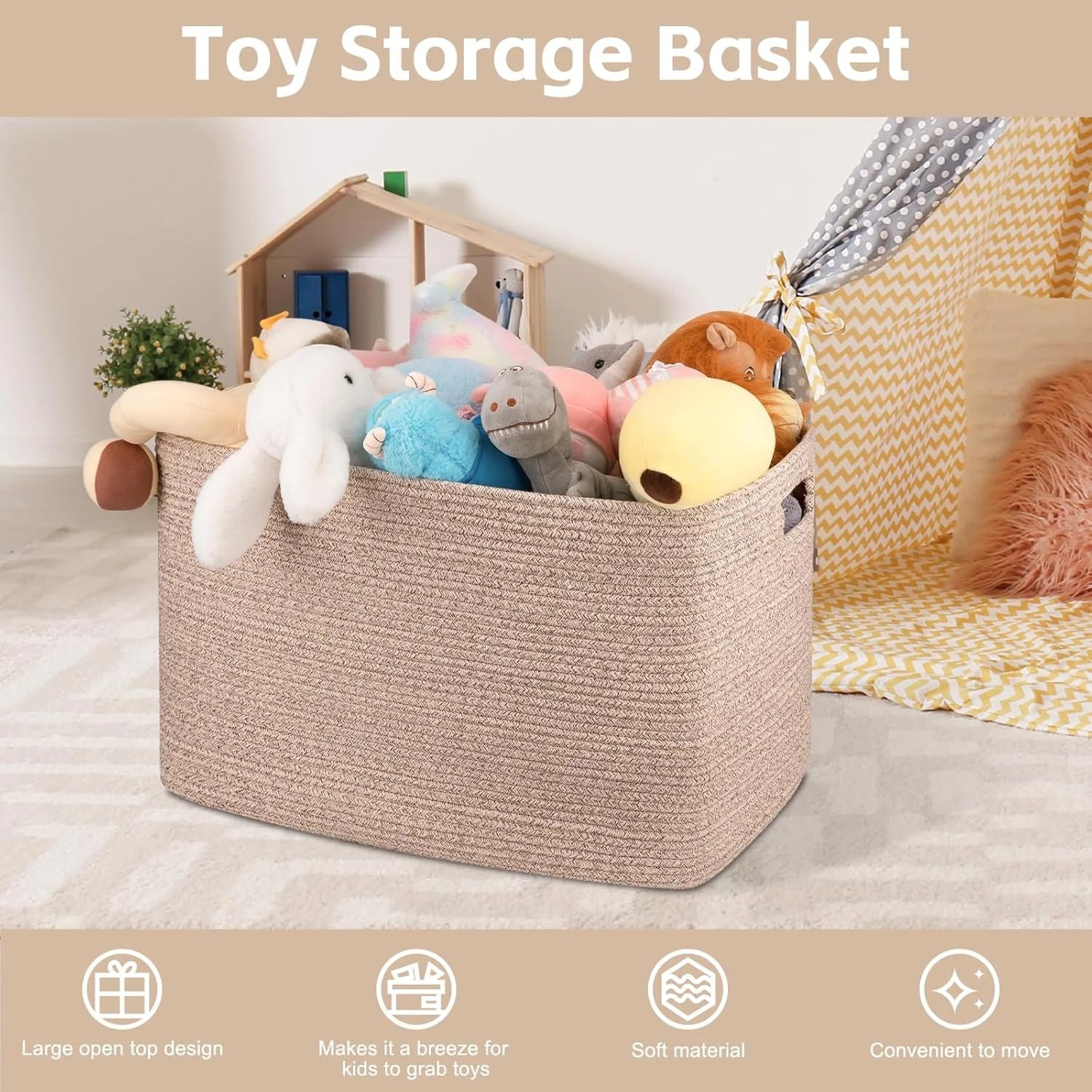 118L XXXLarge Cotton Rope Storage Basket Oversized Blanket Basket Used for Organizing Dirty Clothes in Living Room Bedroom Nursery Dog Toy Storage Bins 25" x 17" x 16",Grey – Practical Home Organization with a Practical Everyday Design