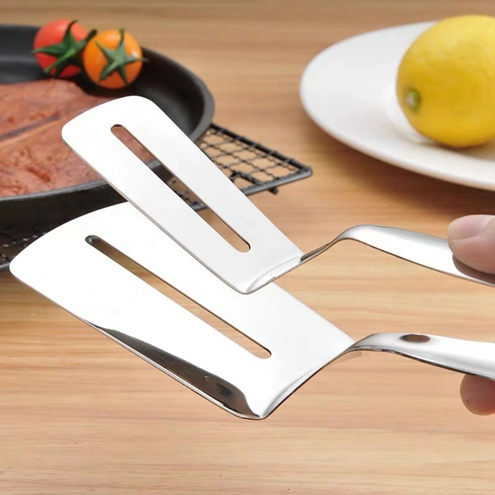 Stainless Steel Double-Sided Shovel Clip Stainless Steel Spatula Kitchen Tongs,Grill Clamp Flipping Spat – Durable Stainless Steel Construction with a Practical Everyday Design