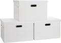 Large 17" 36 Quart Collapsible Stackable Storage Bins with Lids 3 Packs White Linen Fabric Closet Boxes with Lids Storage Cube Baskets Container Organizers for Bedroom Office(17 x12 x11) – Everyday Household Format with a Practical Everyday Design