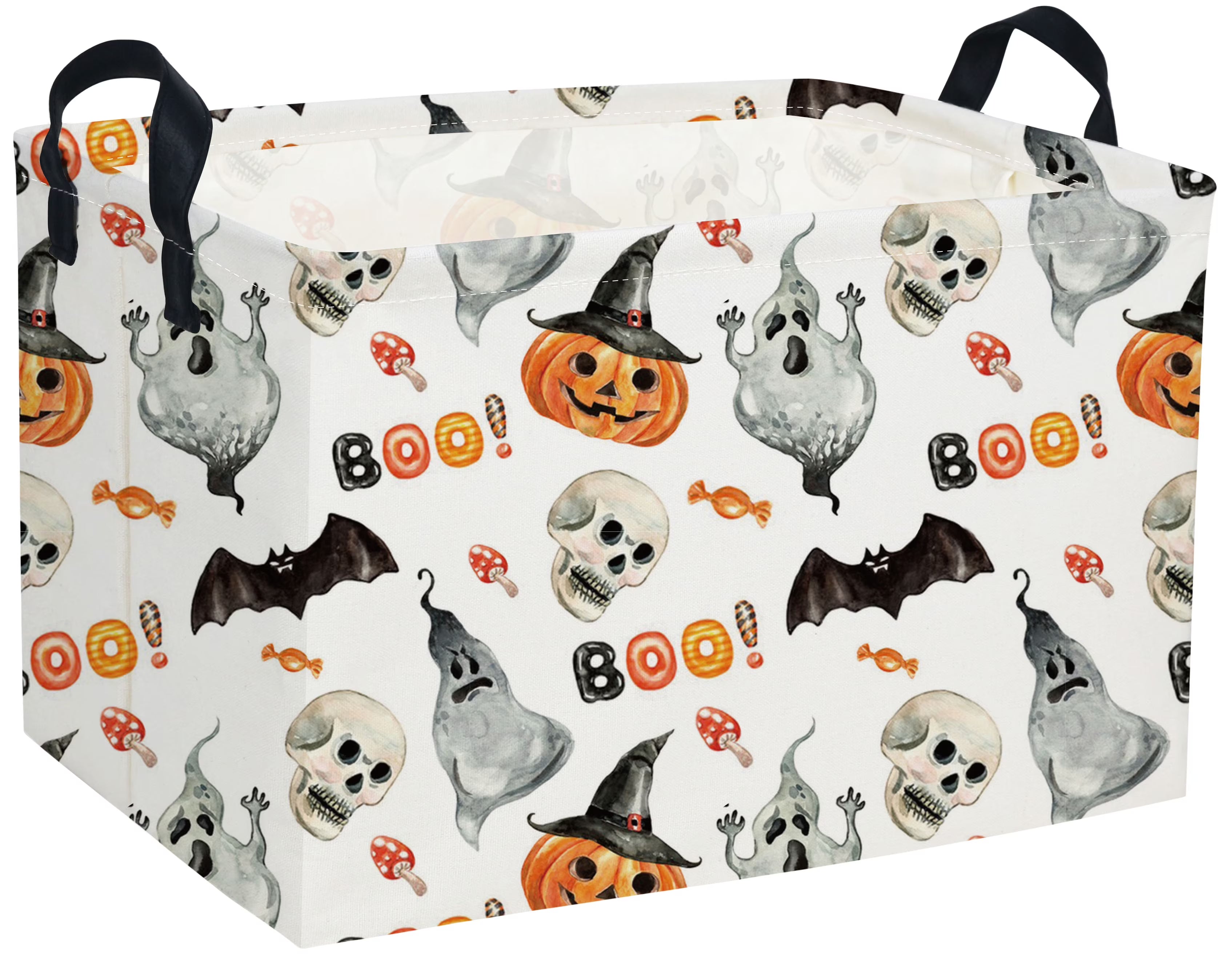 Rectangular Kids Storage Bin Halloween Basket Cartoon Storage Basket with Handles for Organizing Home Kitchen Boys and Girls Toys Bins Shelf Baskets(Watercolor Halloween) – Everyday Household Format with a Practical Everyday Design