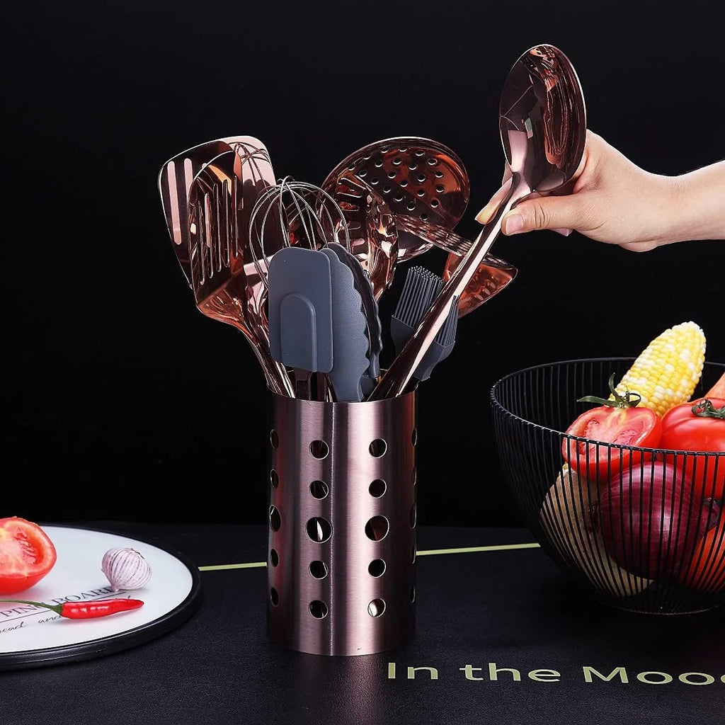 Copper Kitchen Utensils Set,13 Pieces Stainless Steel Cooking Utensils Set with – Durable Stainless Steel Construction with a Practical Everyday Design