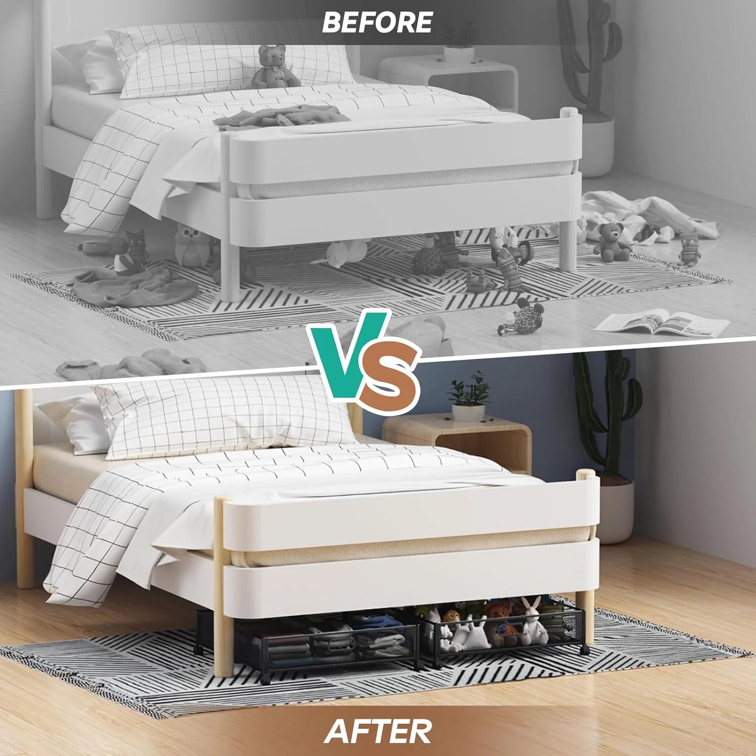Under Bed Storage Containers with Wheels - Shoe Storage Organizer Drawer Tool-free Assembly Metal Underbed Storage for Bedroom Clothes Shoes Blankets - 2Pack – Everyday Household Format with a Practical Everyday Design