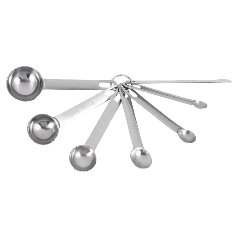 Stainless Steel Measuring Spoons Cups Set Small Tablespoon Teaspoons Set 6 with Bonus C4662 – Durable Stainless Steel Construction with a Practical Everyday Design
