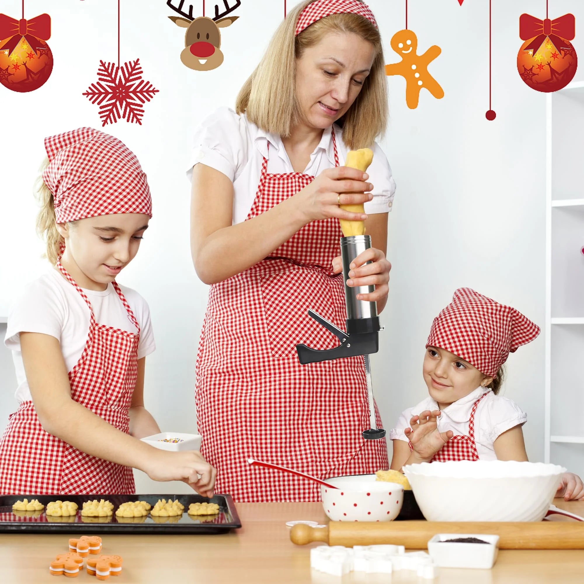 Stainless Steel Cookies Press Cookies Press for Baking,Cookie Press Gun Kit with 13 Cookie Discs and 8 Piping Tips for DIY cake Maker Decorating Baking Supplies – Durable Stainless Steel Construction with a Practical Everyday Design