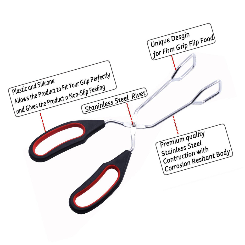 Scissor Tongs with Silicone Tips 23.5x7.5cm Stainless Steel Nonstick Kitchen Cooking Tool – Durable Stainless Steel Construction with a Practical Everyday Design